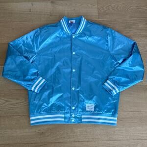 Mitchell & Ness Full Snap Jacket Satin Size 2XL Blue